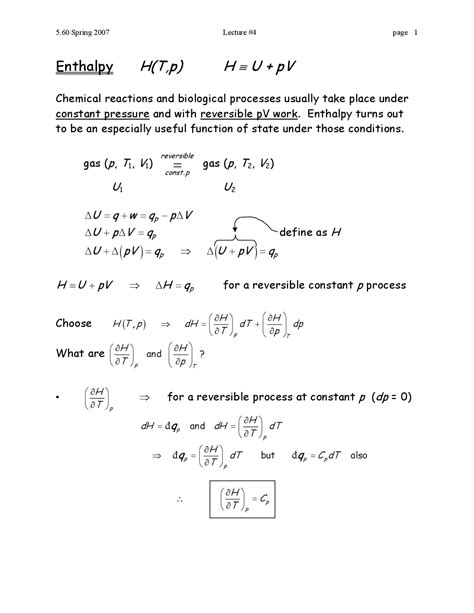 12 Thermodynamics And Kinetics Enthalpy Lecture Notes Chemistry Docsity