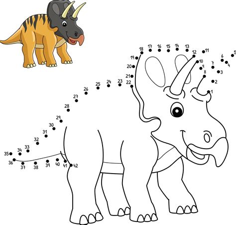 Dot To Dot Zuniceratops Dinosaur Coloring Page 7819118 Vector Art At