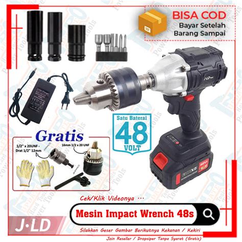 Jual Mesin Bor Baterai 48v Cocok Buka Baut Cvt Motor Mobil 48s Jld Cordless Impact Wrench