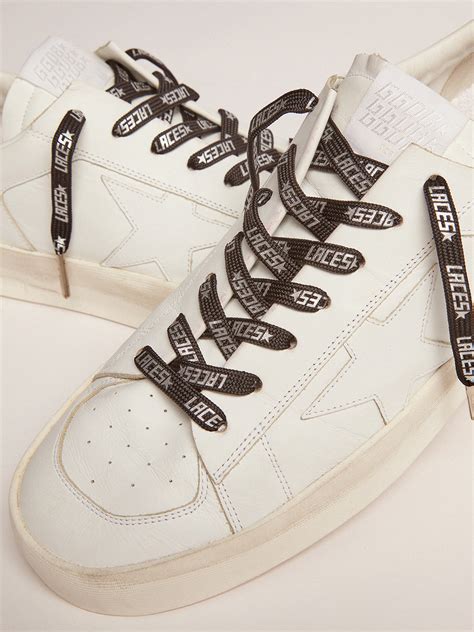 Men S Black Laces With Silver Laces Print Golden Goose