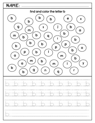 Free Lowercase Letter Recognition Worksheets B Alphabet Handwriting