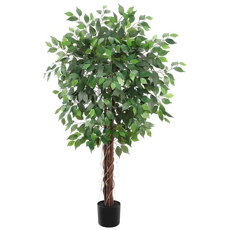 Artificial Ficus Tree Tall Fake Ficus Silk Tree With Natural Wood Trunk