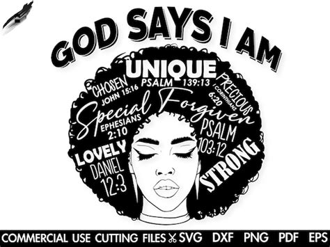 God Says I Am Unique Chosen Forgiven Strong Svg Black Woman Etsy