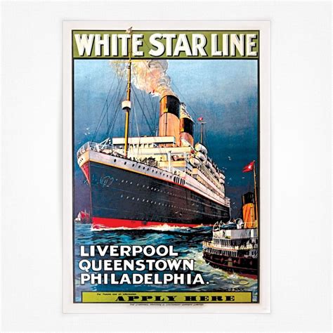 Vintage White Star Line Poster Liverpool Queenstown Philadelphia