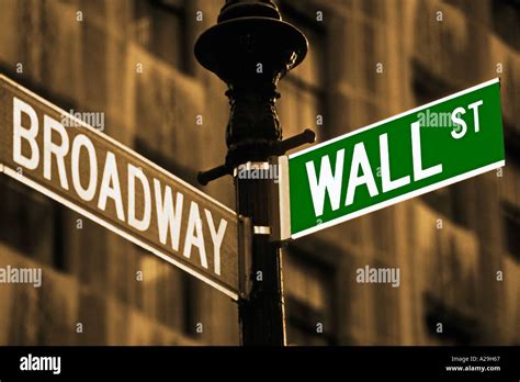 Broadway And Wall St Street Sign Ny Usa Stock Photo Alamy