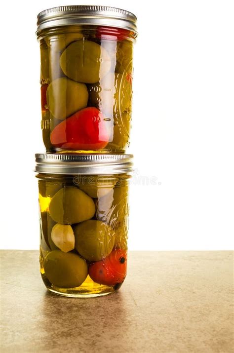 Pickled Hot Peppers In Mason Jar Stock Photo Image Of Glass Stored