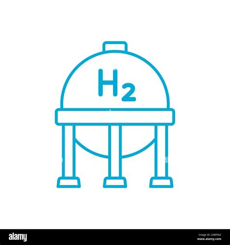 Blue Hydrogen Tank Line Icon Hydrogen Fuel Storage Concept H2 Gas Tank Sphere Sustainable