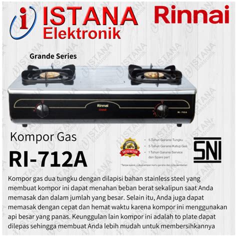 Promo Rinnai Kompor Gas Tungku Stainless Steel Grande Series Ri A