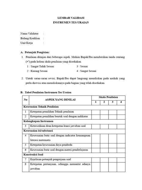 [ins] Lembar Validasi Soal Pdf