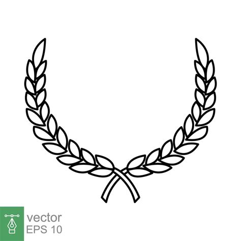 Laurel Wreath Icon Simple Outline Style Symbol Of Victory Winner