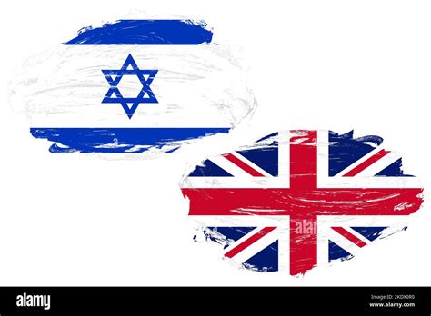 Israel and united kingdom flag together on a white stroke brush background Stock Photo - Alamy