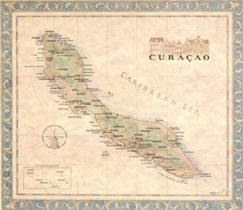 Antique Style Map of Curacao - Seaside Treasures - Nautical Decor ...