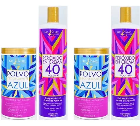 2 Kits Nekane Decolorante Polvo Azul 500g Activador 1 L Envío gratis