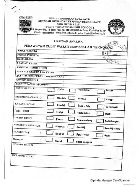 Lembar Diagnosa Perawatan Wajah Dg Alat Listrik Pdf