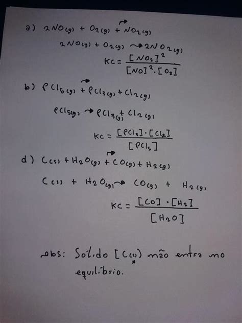 Escreva A Express O Da Constante De Equilibrio Em Termos De