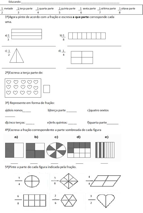 Atividades Sobre Frações 3 Ano REVOEDUCA