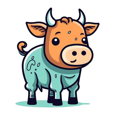 Милая мультфильмная корова, изолированная на белом фоне. | Премиум векторы
