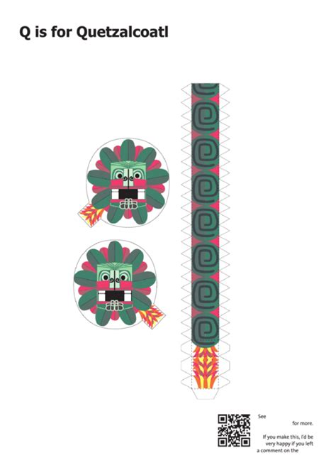 Q Is For Quetzalcoatl Papercraft Printable Pdf Download