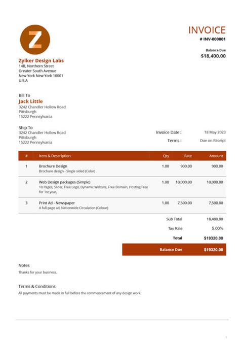 Free Word Invoice Template Customizable And Professional Zoho Invoice