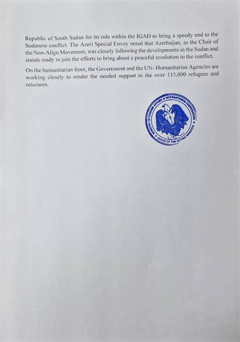 South Sudan Ministry Of Foreign Affairs And International Cooperation Press Release 27052023