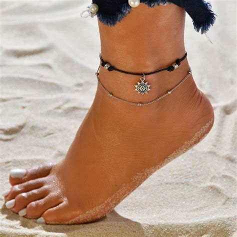 Bohemian Beads Ankle Bracelet For Women Leg Chain Round Tassel Anklet