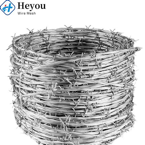 Barbed Wire Mesh 25kg Per Roll PVC Coated Barb Wire Steel Fence 14