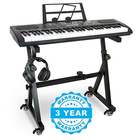 Plixio Piano Keyboard Stand w/Wheels - Z Style Adjustable & Portable Professional Heavy Duty ...