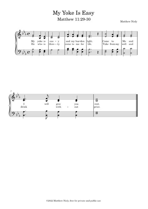 My Yoke Is Easymscz Sheet Music For Piano Satb