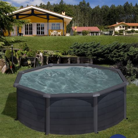 Piscina desmontable de acero Kea grafito redonda GRE Ø300x120 cm