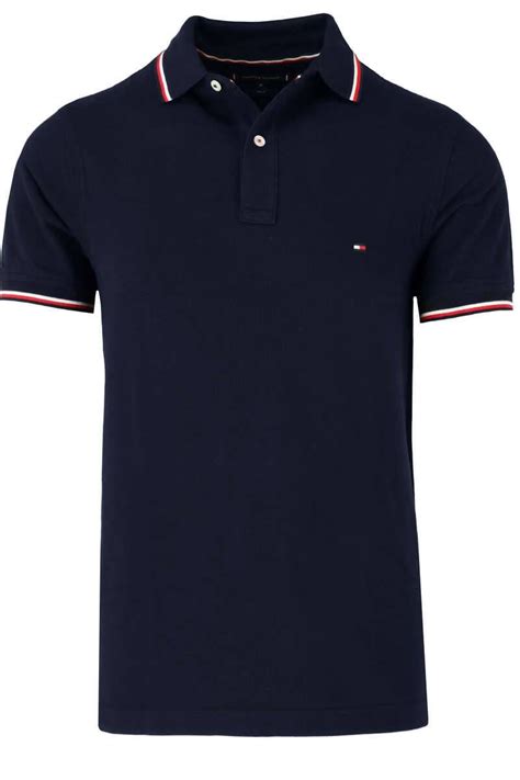 Tommy Hilfiger Slim Fit Polo Shirt Nachtblauw Effen