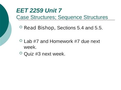 PPTX EET 2259 Unit 7 Case Structures Sequence Structures Read Bishop