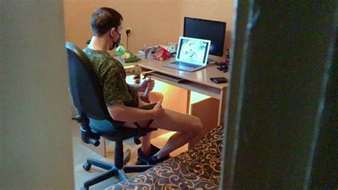 Straight Army Guy Secretly Watching Gay Porn