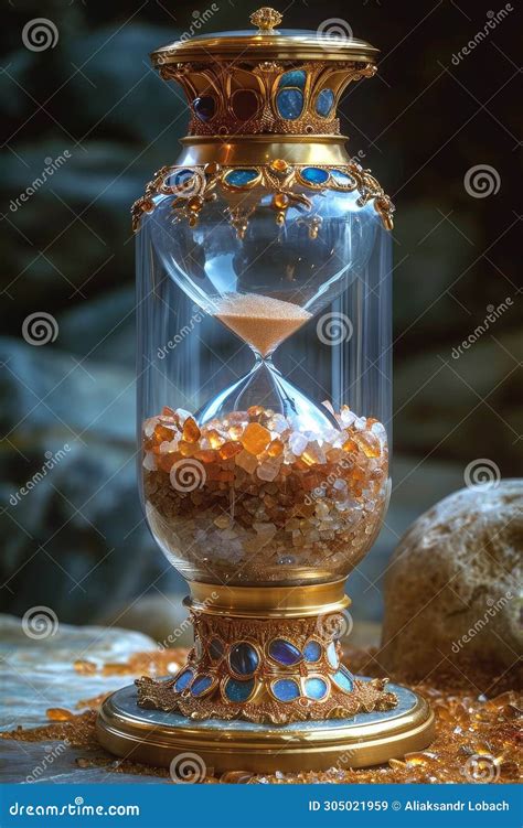 Stylish Hourglass Sand Running In An Hourglass Measuring The Countdown Time On A Dark