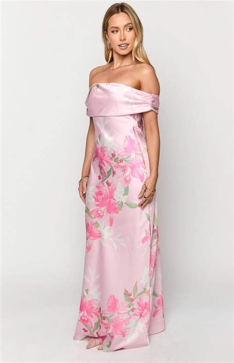 Seraphina Pink Floral Print Off The Shoulder Maxi Dress Beginning