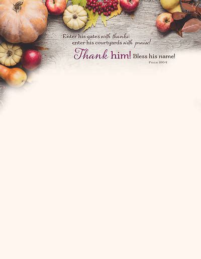 Thank Him Thanksgiving Letterhead Pack Of 100 Cokesbury