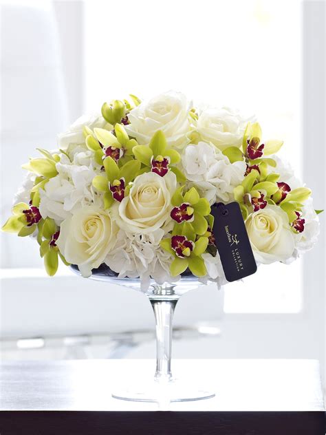 Luxury Rose Hydrangea And Mini Cymbidium Orchid Arrangement White