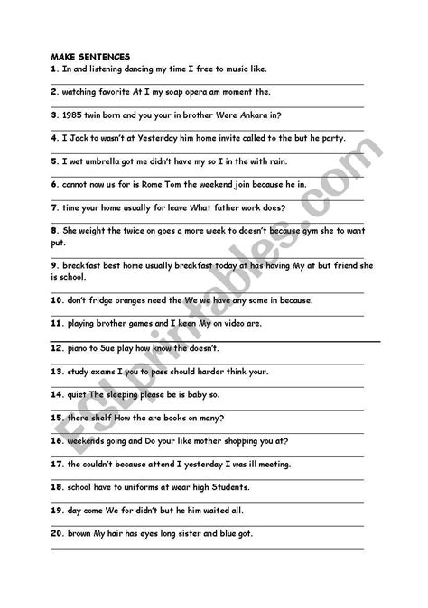 Scrambled Sentences Esl Worksheet By Stardust Worksheets Library