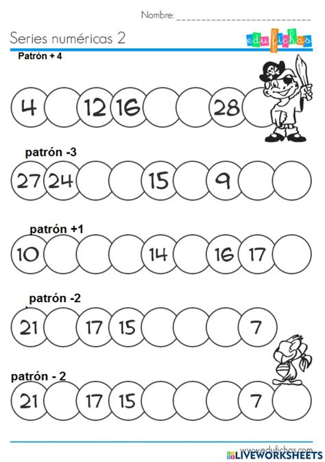 Actividad pdf online de Serie numérica para segundo primaria en 2022