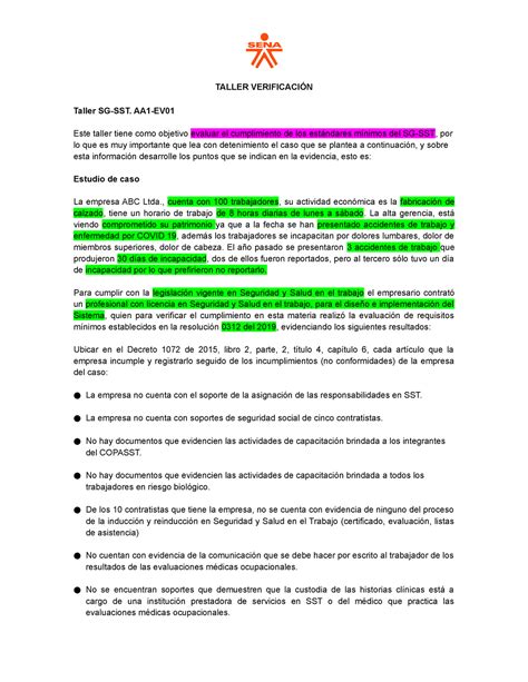 A1n Estudiondencaso 6263501286 e0f61 TALLER VERIFICACIÓN Taller SG