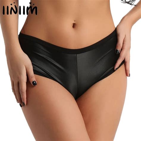 Womens Lingerie Panties Wetlook Faux Leather Back Ruffled Stretchy