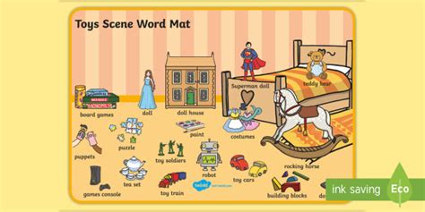 Toys Scene Word Mat Toys Word Mat Visual Aid Keywords