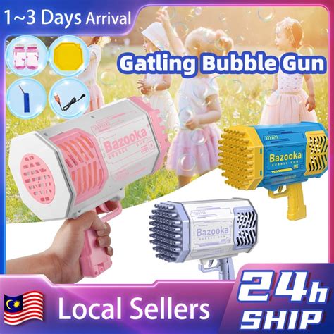 69 Holes Gatling Bubble Gun Led Lighting Kids Toy Electric Outdoor Toy