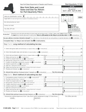 Fillable Online Tax Ny Monthly Filer Forms Form ST 809 Series