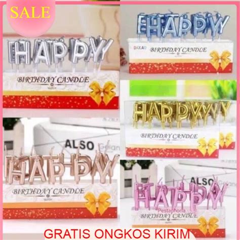 Jual Lilin Ulang Tahun Huruf Kapital Happy Birthday Candle Shopee