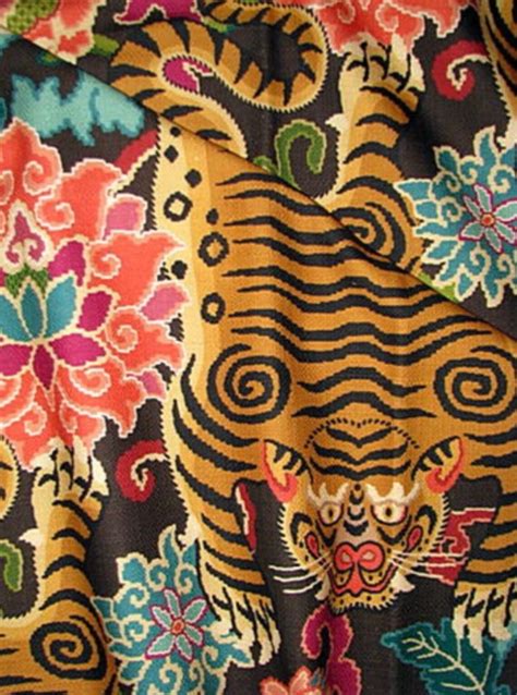 Tiger Floral designer Upholstery fabric | Etsy