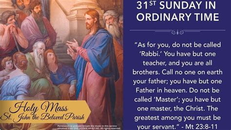 Holy Mass 31st Sunday In Ordinary Time YouTube