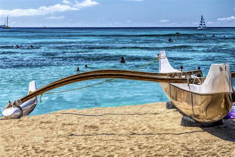 Outrigger on Waikiki Beach Photograph by David Schram - Pixels