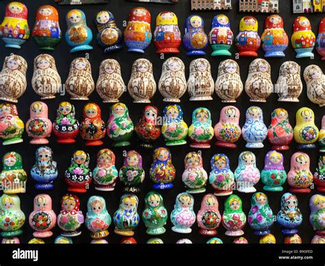 Czech Republic Prague Souvenirs Matrjoschka Figuren Differently Stock