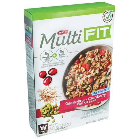 H E B Select Ingredients Multi Fit Granola With Cranberry Red Fruit Blend Shop Cereal