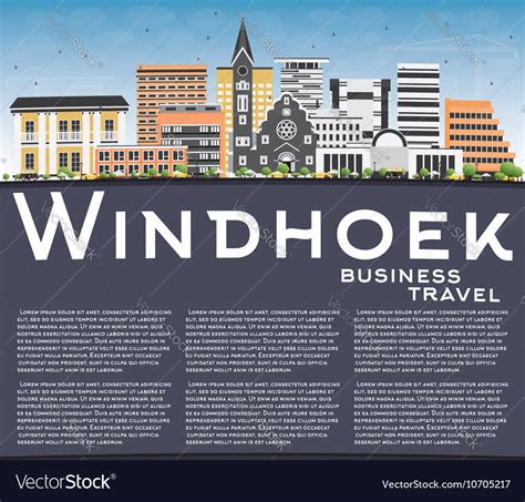 Windhoek skyline with color buildings Royalty Free Vector